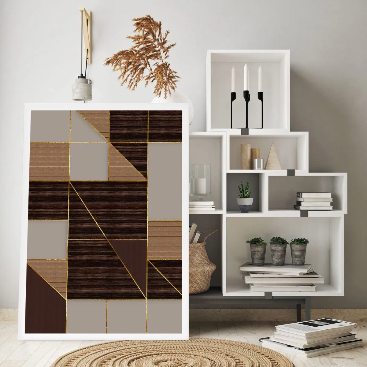 Plakat - En mosaik af brune og gyldne farver - 70x100 cm