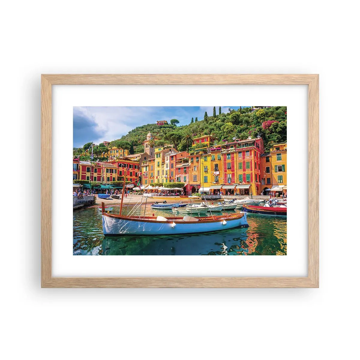 Plakat i ramme af lyst egetræ - En italiensk morgen - 40x30 cm