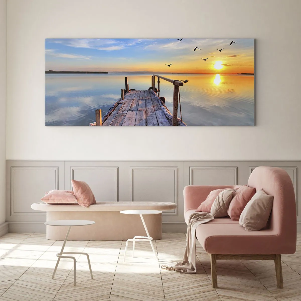 Billede på glas - Går fremad mod solen - 90x30 cm