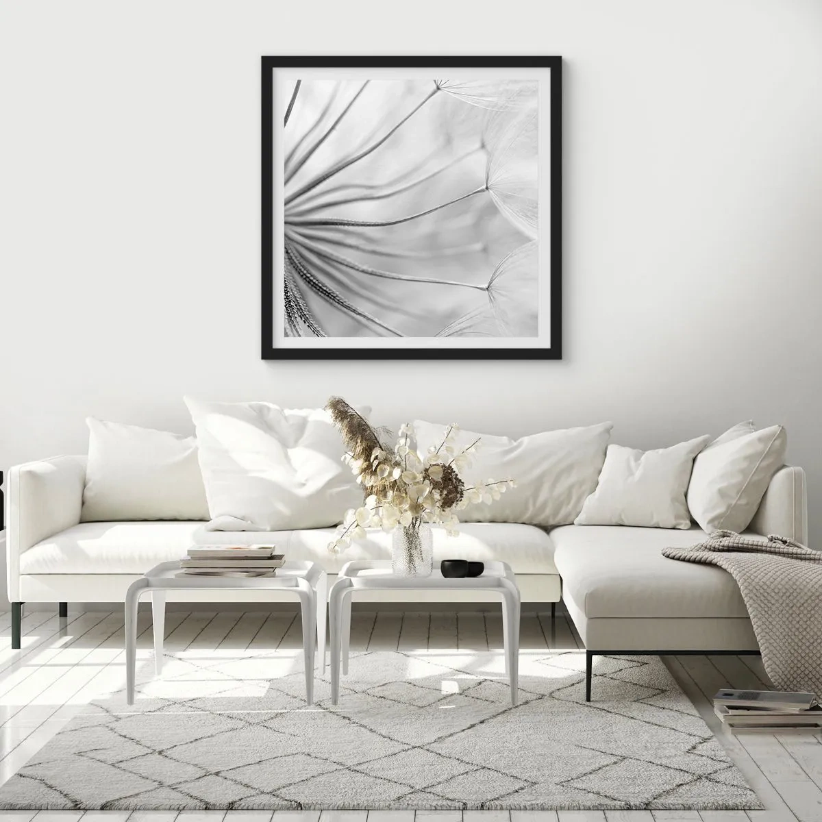 Plakat i sort ramme - Blæsende drager - 40x40 cm