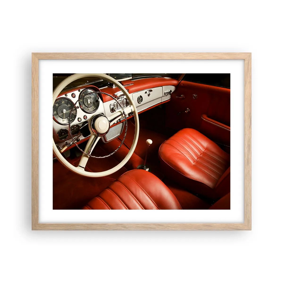 Plakat i ramme af lyst egetræ - Luksus i vintage stil - 50x40 cm