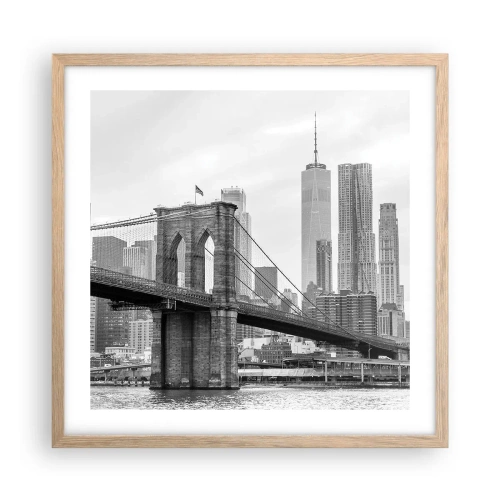 Plakat i ramme af lyst egetræ - New York stemning - 50x50 cm
