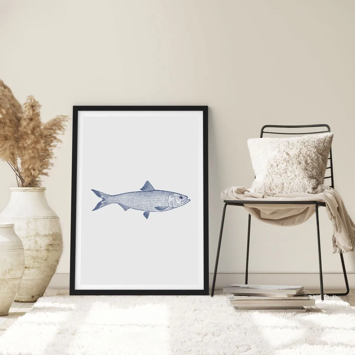 Plakat i sort ramme - Hilsner fra de nordlige have - 61x91 cm