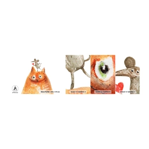 Prøve Fototapet Selvklæbende Deluxe Sticker - Kærlighedens paradokser - For børn, Mus, Kat - 100x30 cm