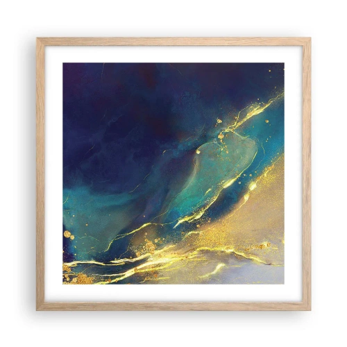 Plakat i ramme af lyst egetræ - Gylden marsk - 50x50 cm