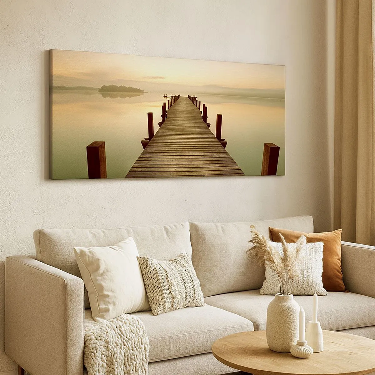 Lærredstryk - Billede på lærred - Før daggry, daggry, lys - 100x40 cm