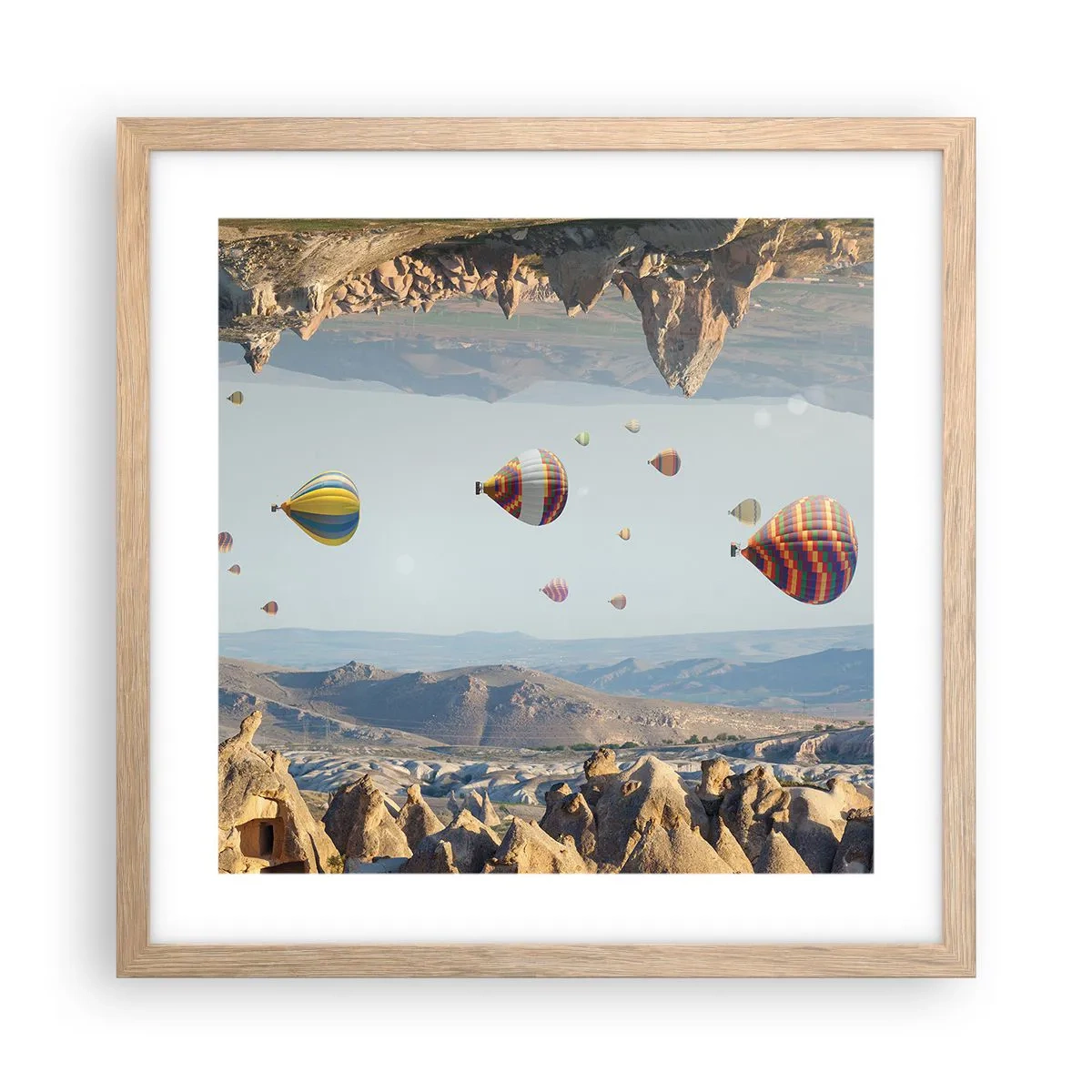 Plakat i ramme af lyst egetræ - Alt er muligt her - 40x40 cm