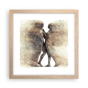 Plakat i ramme af lyst egetræ - Fra støv steg de til kærlighed - 30x30 cm