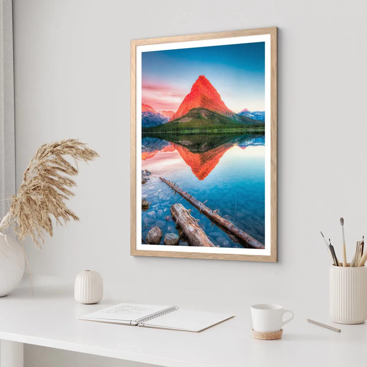 Plakat i ramme af lyst egetræ - Varme og kulde - 70x100 cm