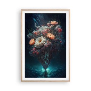 Plakat i ramme af lyst egetræ - Mærkelig have - 61x91 cm