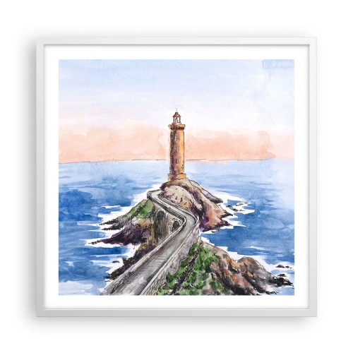 Plakat i hvid ramme - Med front mod havet - 60x60 cm