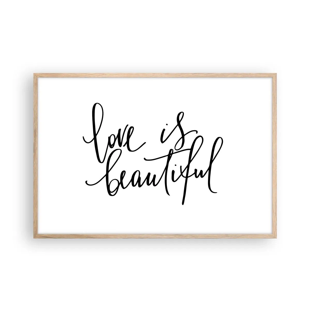 Plakat i ramme af lyst egetræ - Læs og gentag - 91x61 cm