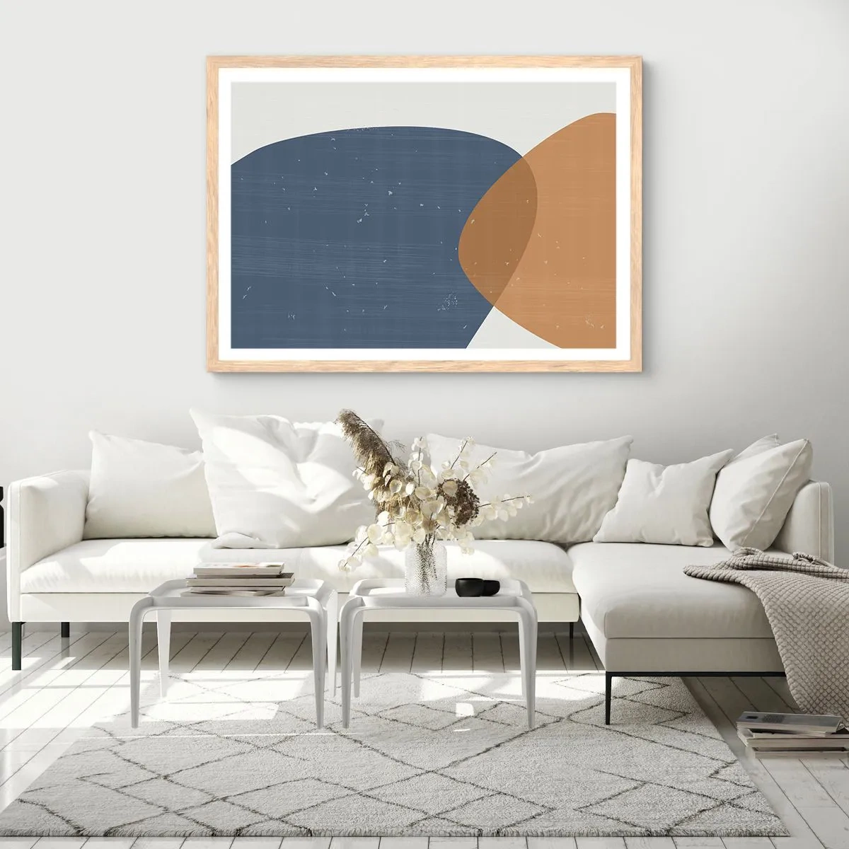 Plakat i ramme af lyst egetræ - Ovaler og påvirkninger - 50x40 cm