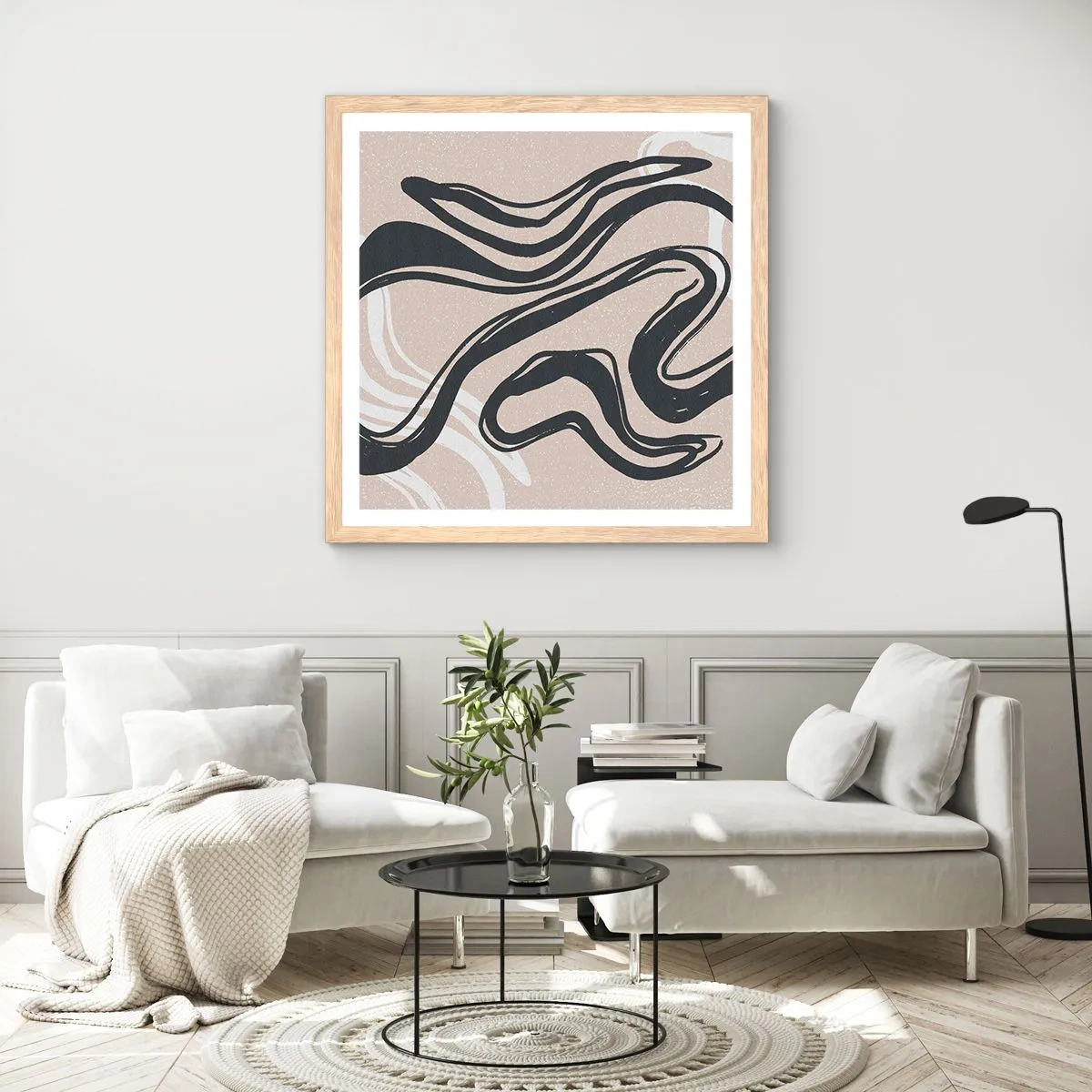Plakat i ramme af lyst egetræ - Multipliceret udtryk - 40x40 cm
