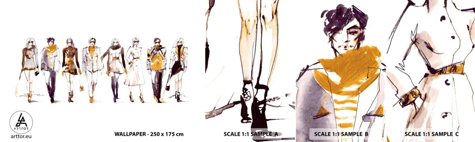 Prøve Fototapet Selvklæbende Deluxe Sticker - Diskret elegance, afslappet elegance - Kvinde, Model, Mode - 100x30 cm