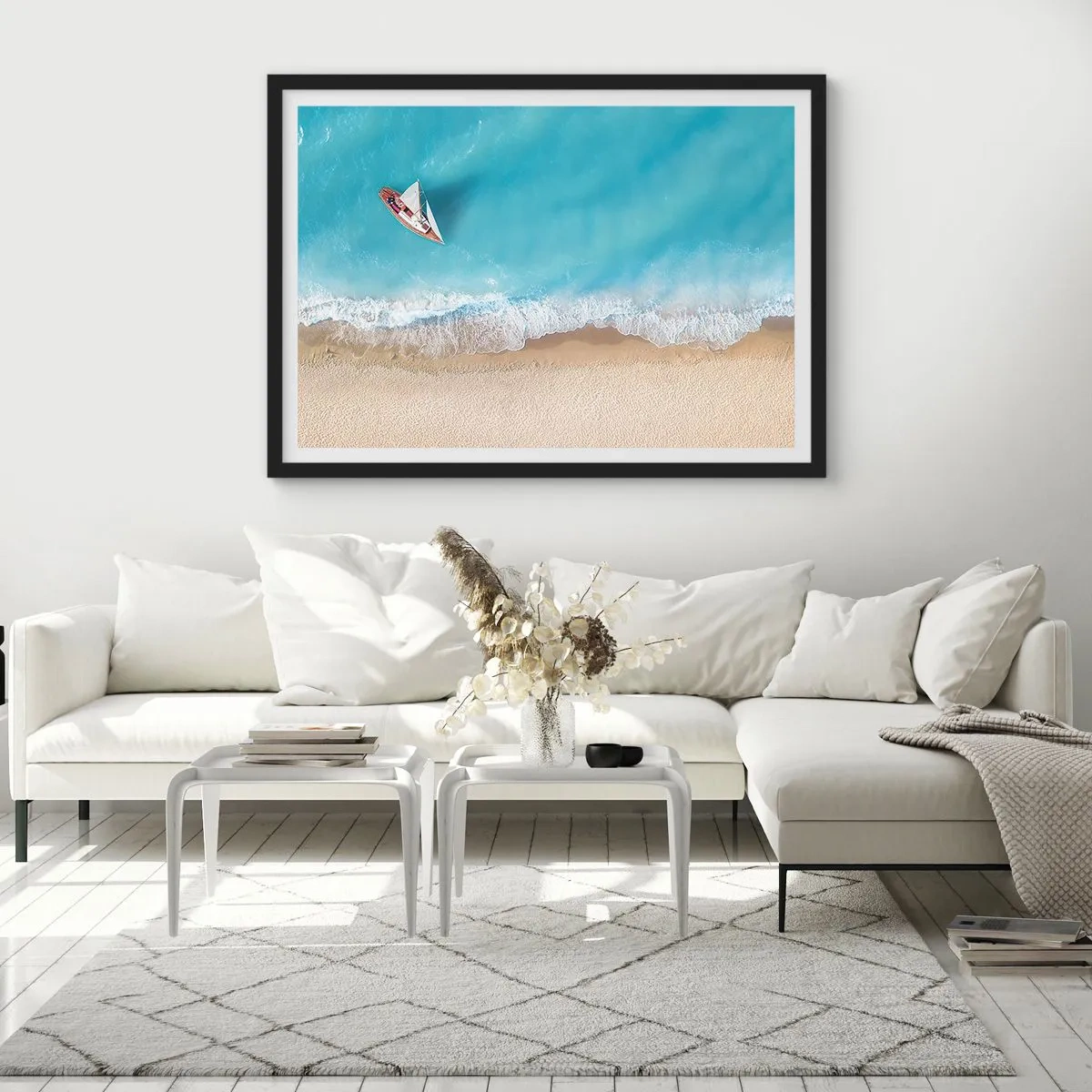 Plakat i sort ramme - På grænsen mellem blå og guld - 40x30 cm