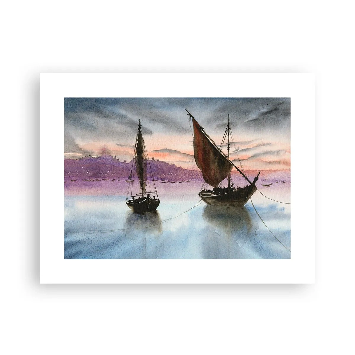Plakat - Aften i havnen - 40x30 cm