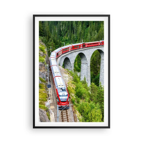 Plakat i sort ramme - Udsigt over bjergene til gengæld - 61x91 cm