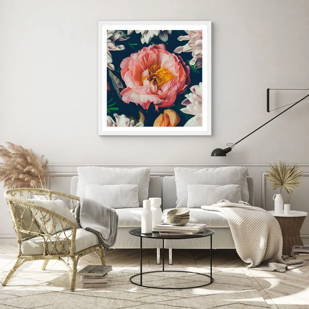 Plakat i hvid ramme - Med barok pragt - 60x60 cm