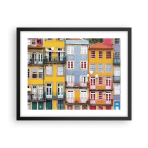 Plakat i sort ramme - Farverne i den gamle bydel - 50x40 cm