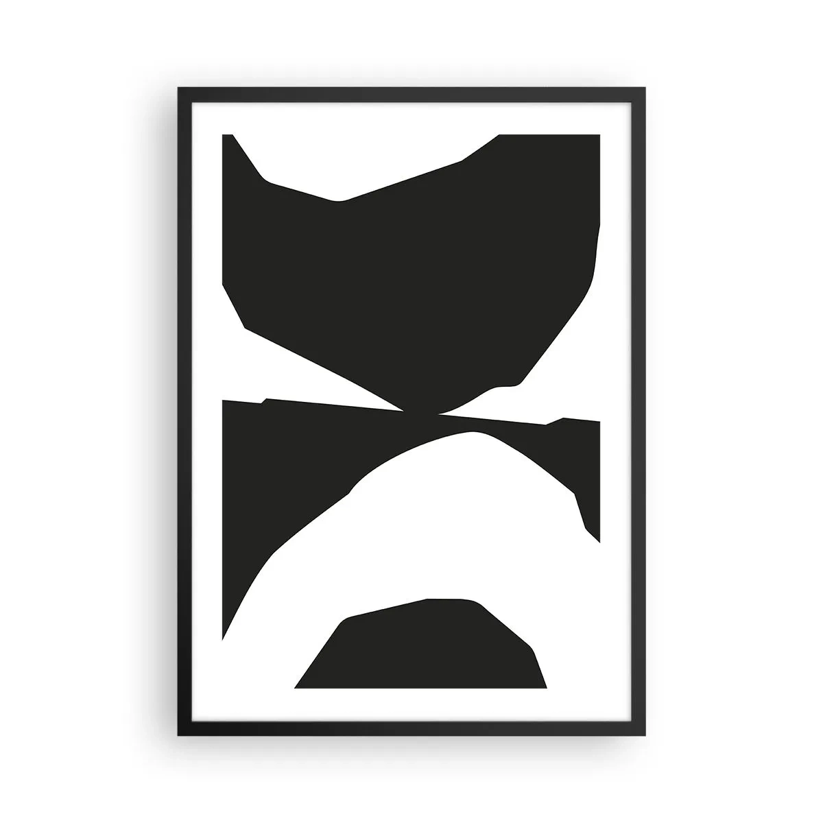 Plakat i sort ramme - Abstrakt sort-hvid komposition - 50x70cm - Positiv-negativ - Moderne vægdekoration til stue og soveværelse ARTTOR