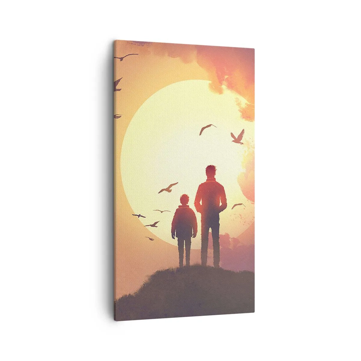 Lærredstryk - Billede på lærred - Ansigt til ansigt med solen - 45x80 cm