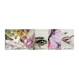Prøve Fototapet Premium Canvas - Sommerfugleprinsesse - Abstraktion, Kvinde, Akvareller - 100x30 cm