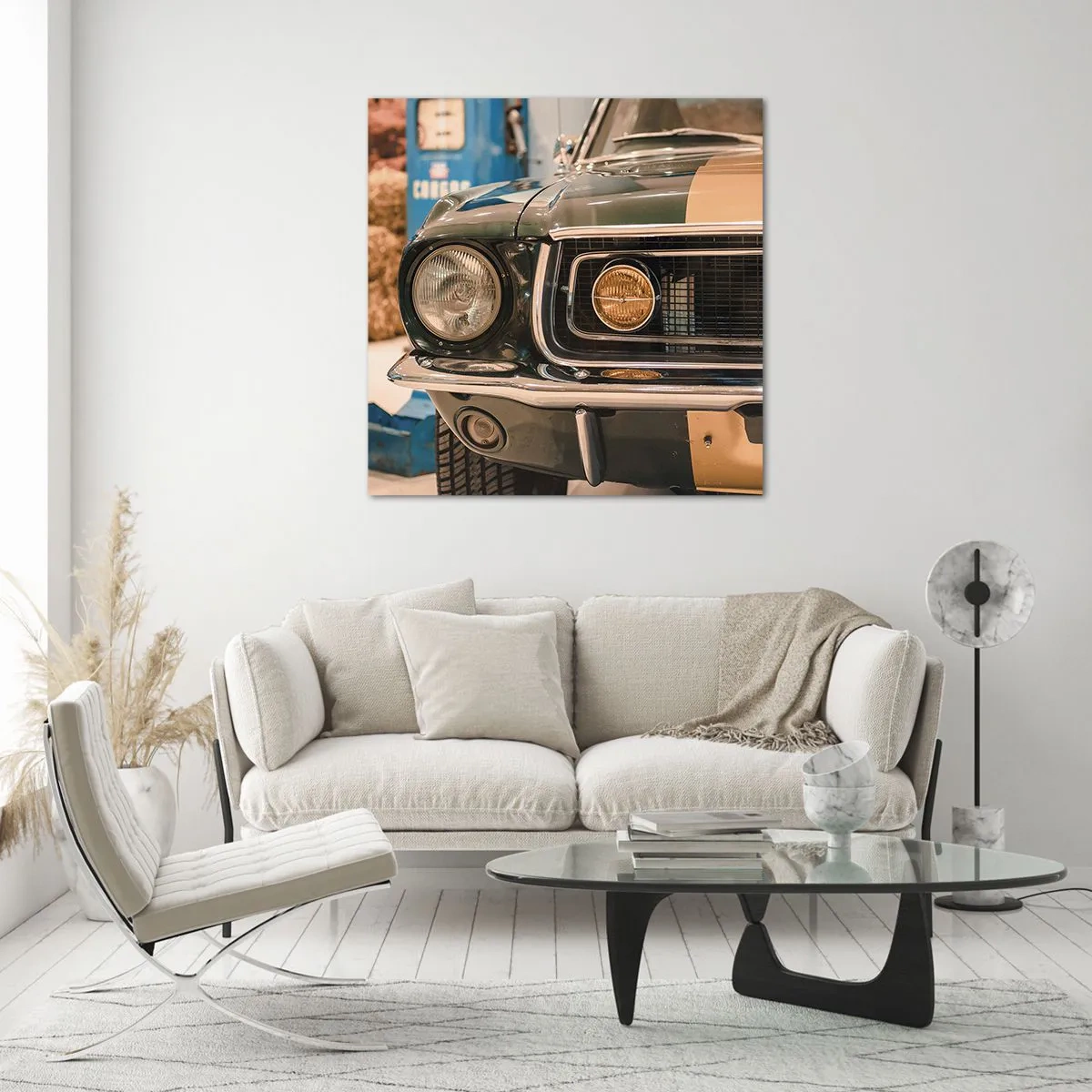 Billede på glas - Møde med en legende - 50x50 cm