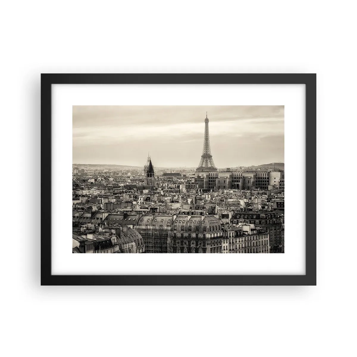 Plakat i sort ramme - Over Paris' hustage - 40x30 cm