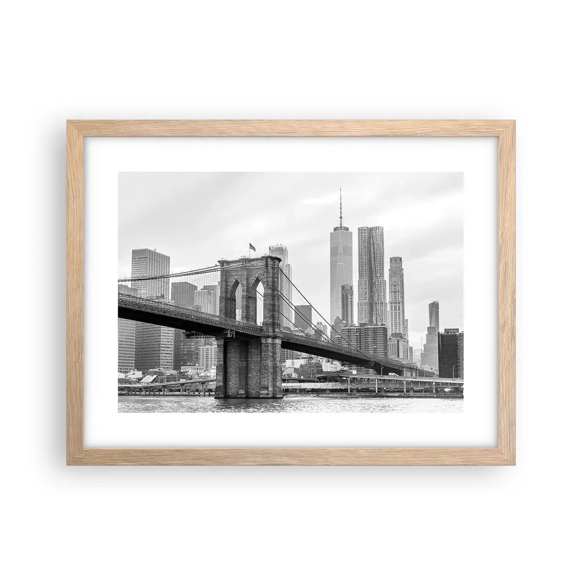 Plakat i ramme af lyst egetræ - New York stemning - 40x30 cm