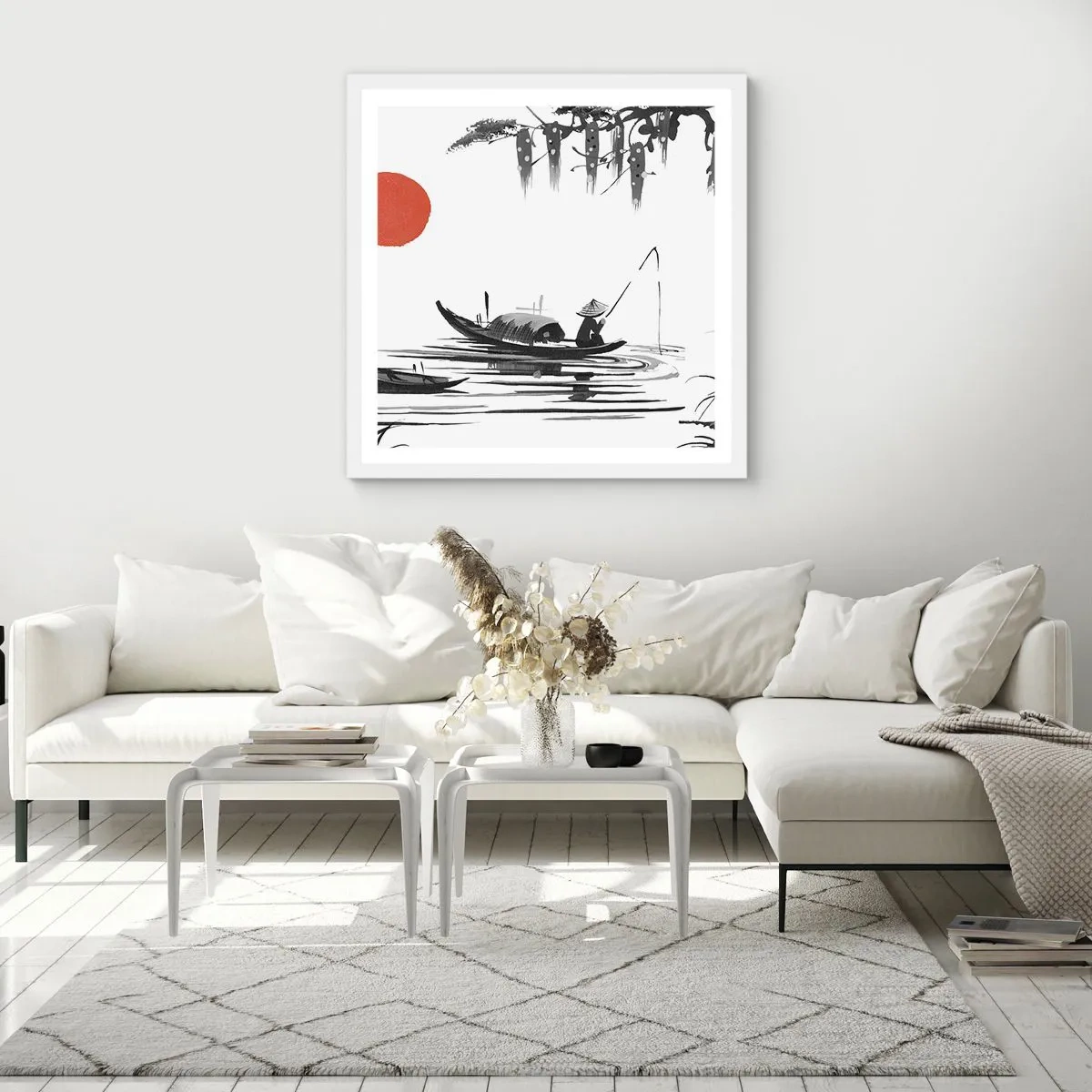 Plakat i hvid ramme - En asiatisk eftermiddag - 50x50 cm