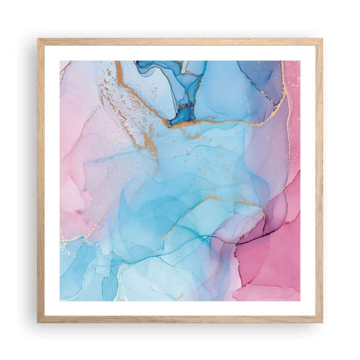 Plakat i ramme af lyst egetræ - Møde og gennemtrængning - 60x60 cm
