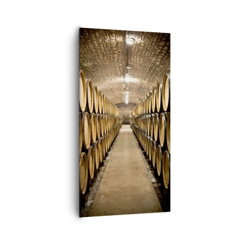 Lærredstryk - Billede på lærred - I en murstenskælder - 65x120 cm