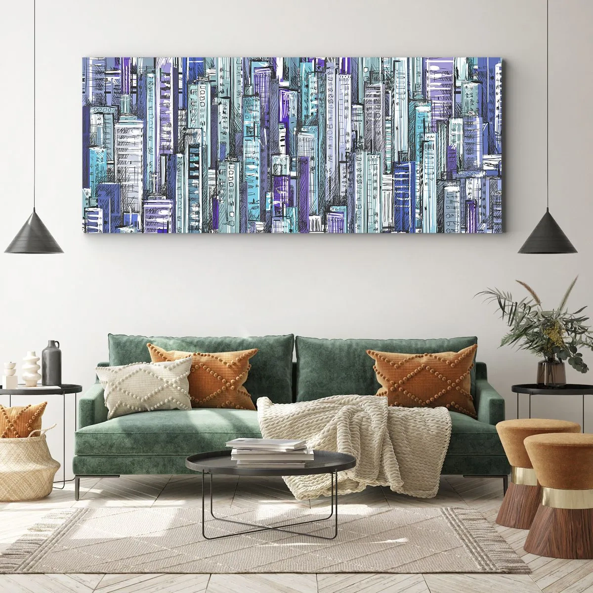 Lærredstryk - Billede på lærred - Blå fra himlen - 140x50 cm