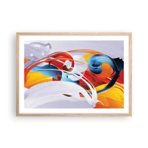 Plakat i ramme af lyst egetræ - Elementernes dans - 70x50 cm