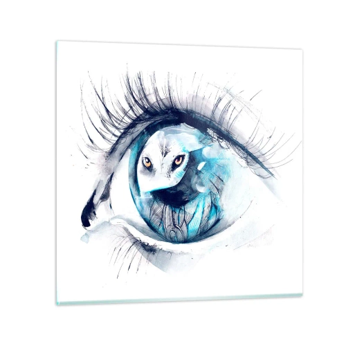 Billede på glas - Øje mod øje med vildskab - 70x70 cm