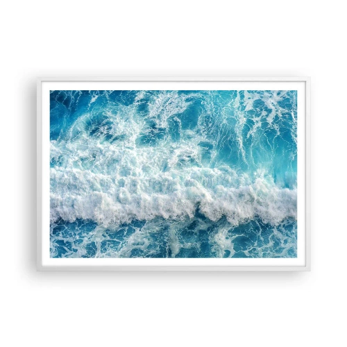 Plakat i hvid ramme - Glædeligt og i spring - 100x70 cm