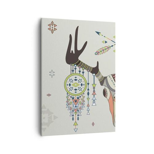 Lærredstryk - Billede på lærred - Indiansk jægers trofæ - 50x70 cm