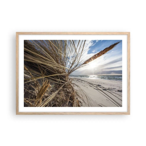 Plakat i ramme af lyst egetræ - Et møde mellem elementerne - 70x50 cm