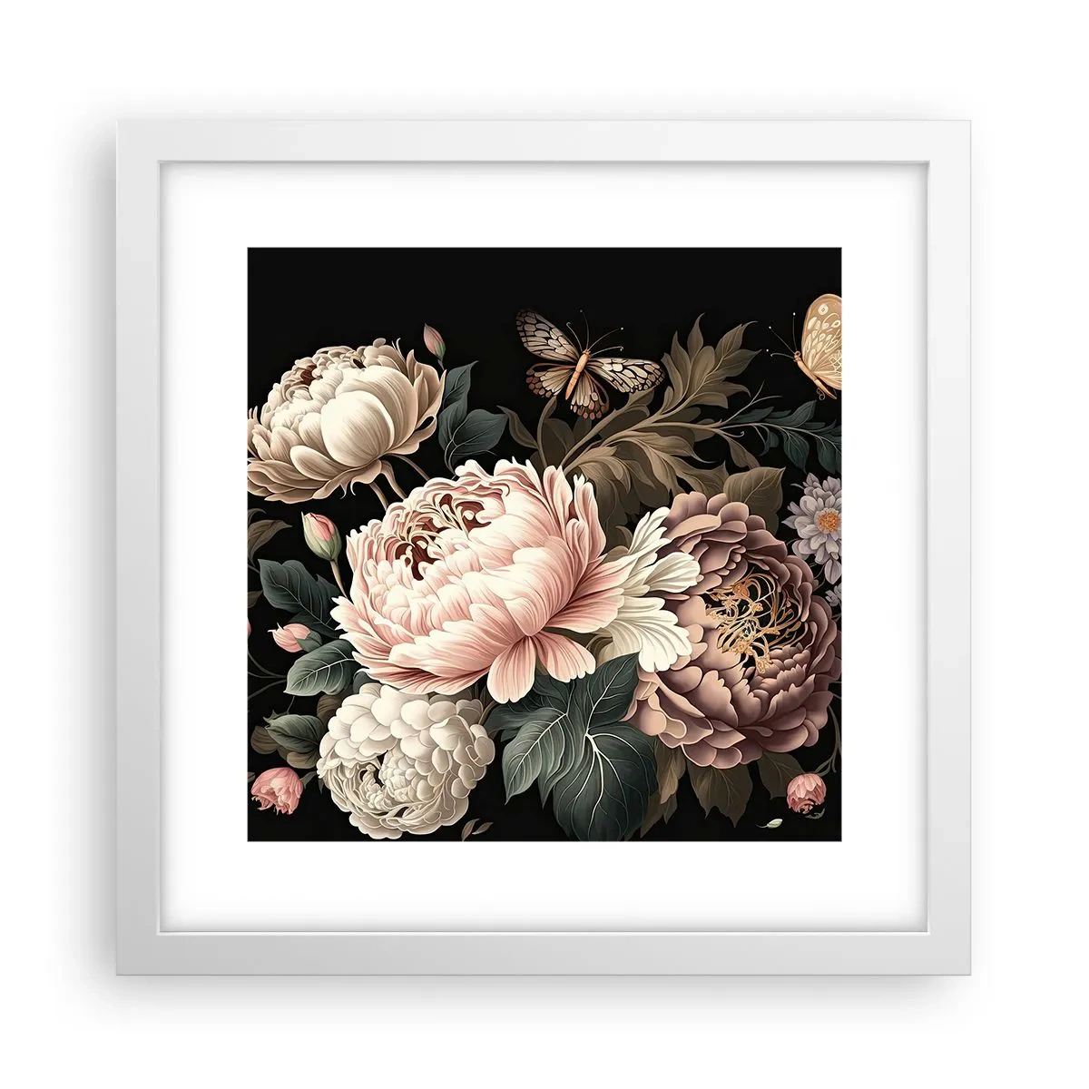 Plakat i hvid ramme - I barok stil - 30x30 cm
