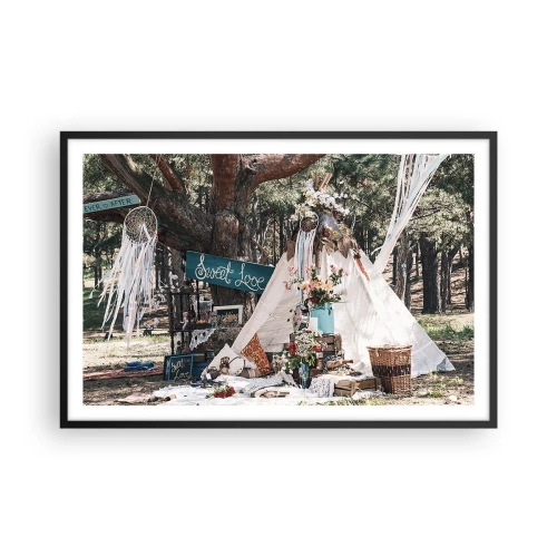 Plakat i sort ramme - Make love… - 91x61 cm