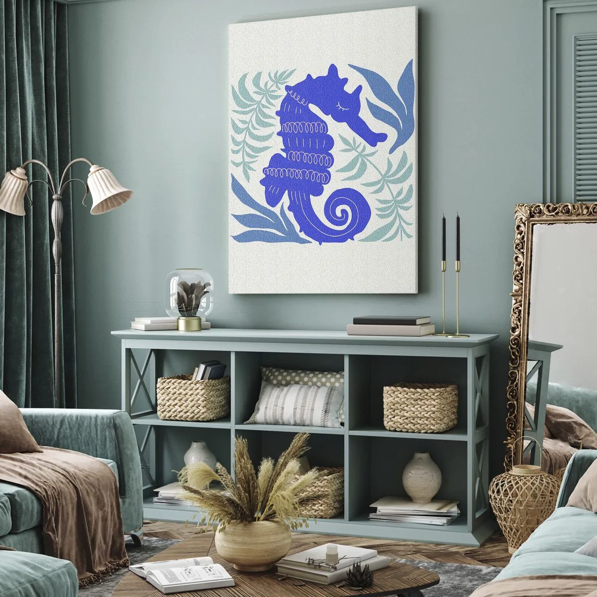 Lærredstryk - Billede på lærred - På en eng under vandet - 50x70 cm