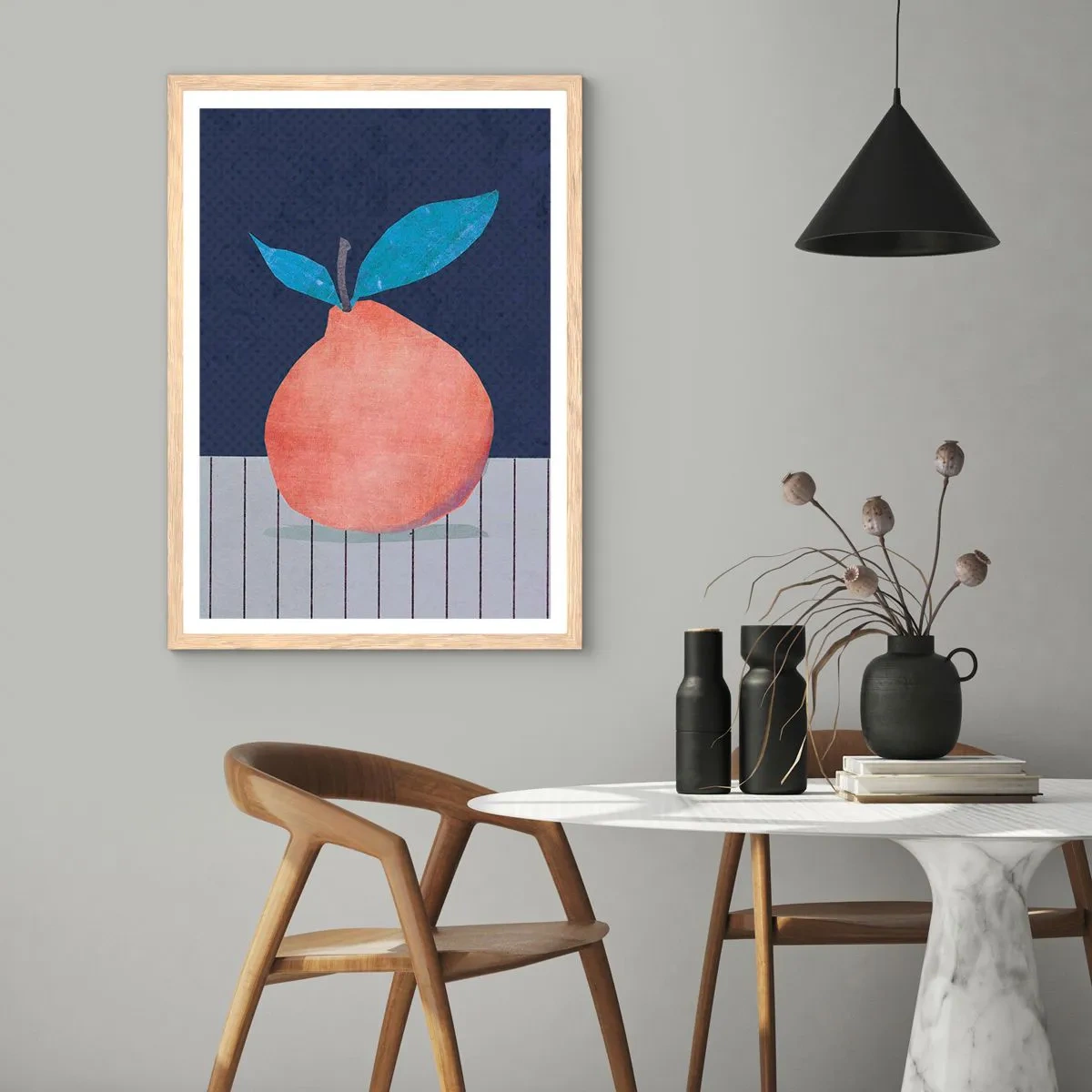 Plakat i ramme af lyst egetræ - Konveksitet og plan - 50x70 cm