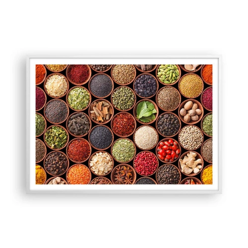 Plakat i hvid ramme - Alle verdens smage - 100x70 cm