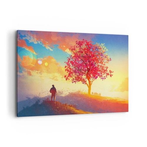 Lærredstryk - Billede på lærred - Pilgrim på bestemmelsesstedet - 120x80 cm