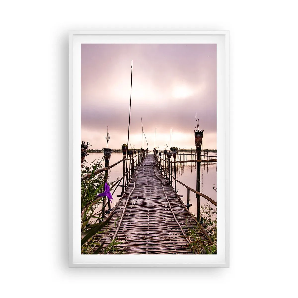 Plakat i hvid ramme - Den stille og rolige atmosfære i Asien - 61x91 cm