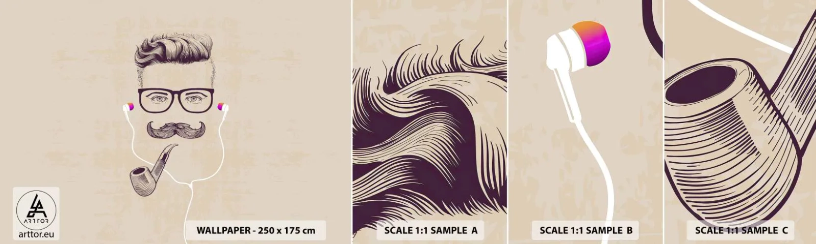 Prøve Fototapet Selvklæbende Deluxe Sticker - En rigtig mand? - Mand, Abstraktion, Rør - 100x30 cm