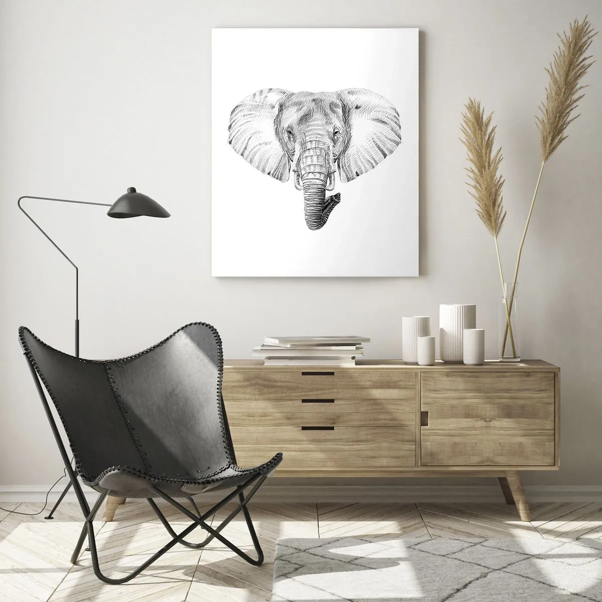 Billede på glas - "Der var en elefant, stor som - en elefant". - 50x70 cm