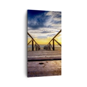 Lærredstryk - Billede på lærred - Direkte til en stille strand ved solnedgang - 45x80 cm