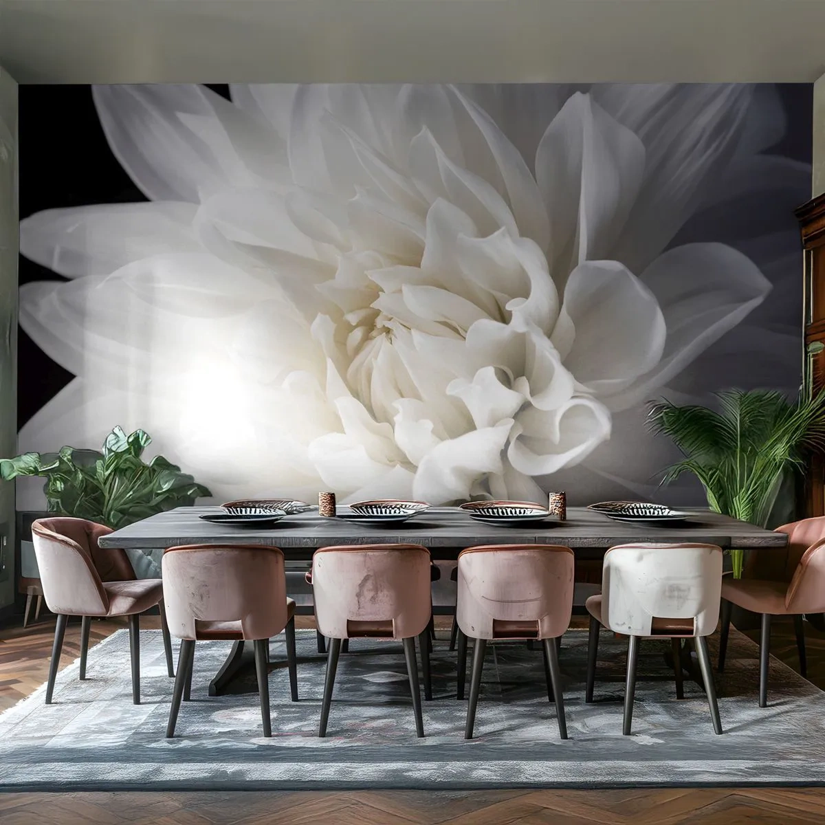 Fototapet Premium Sand - Morgenbrud - Blomst, Dahlia, Natur - 350x256 cm